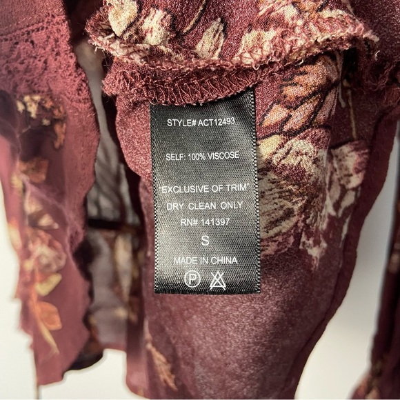 Astr the label / Maroon Floral Boho Blouse - Picture 5 of 7